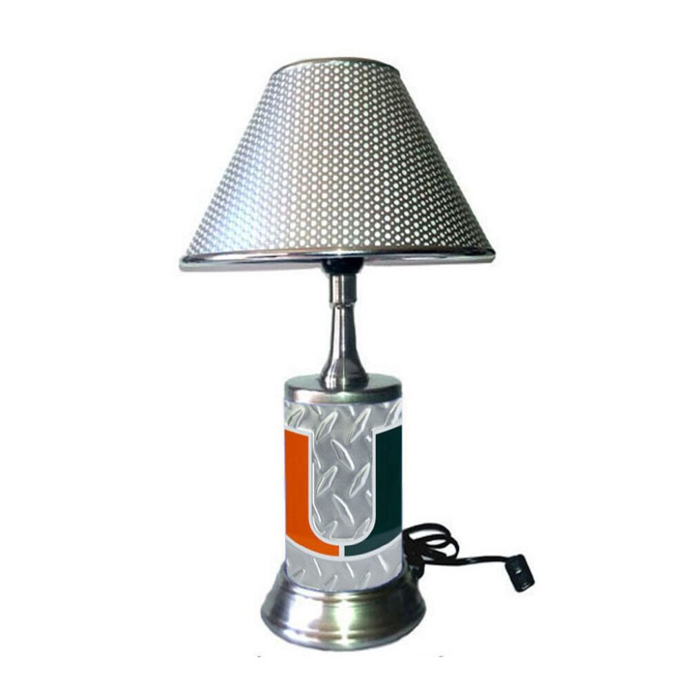 Miami Hurricanes lamp with chrome finish shade, NCAA
